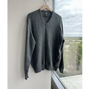 Neiman Marcus Gray Tight-Knit V-Neck Cashmere Pullover Sweater Men's XXL